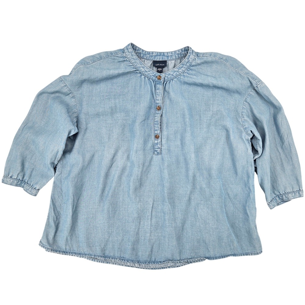 J. Jill SMALL Light Wash Tencel Lyocell Popover Blouse Womens‎ Coastal Casual